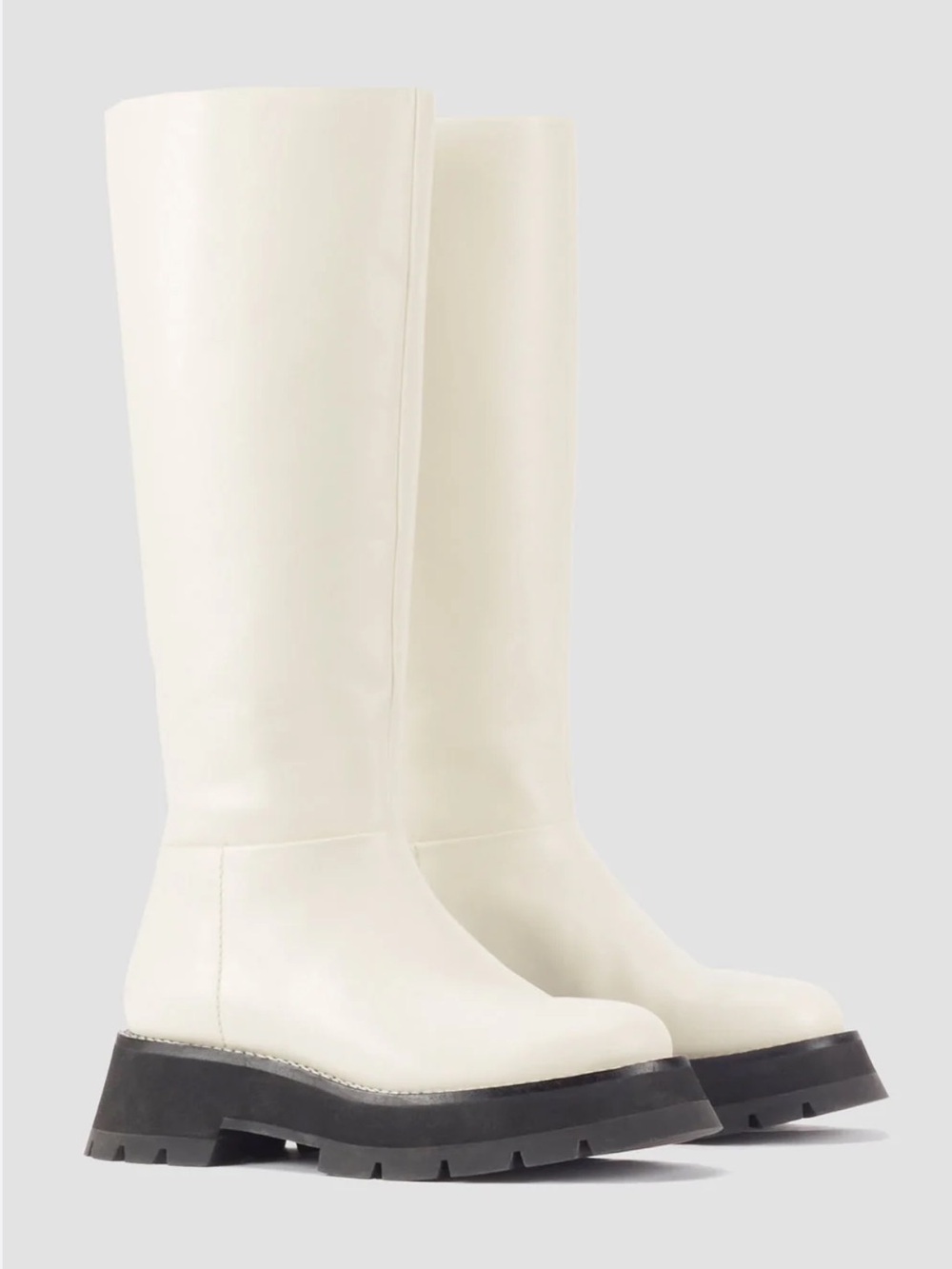 3.1 Phillip Lim Kate - Lug Sole Tube Boot White Leather Riding Boots